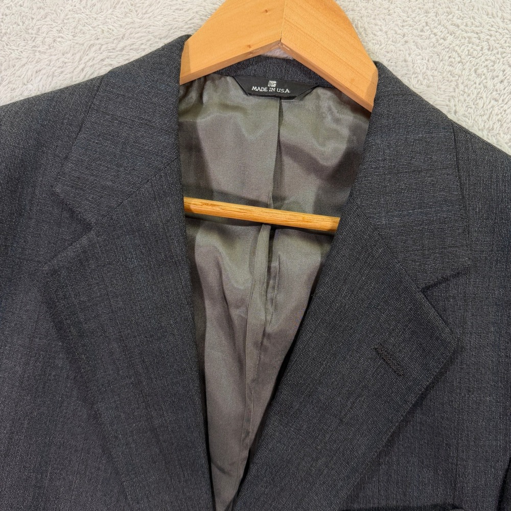 Polo University Ralph Lauren Mens 42R Blazer Charcoal Gray Stripe Sport Coat USA - Picture 2 of 10